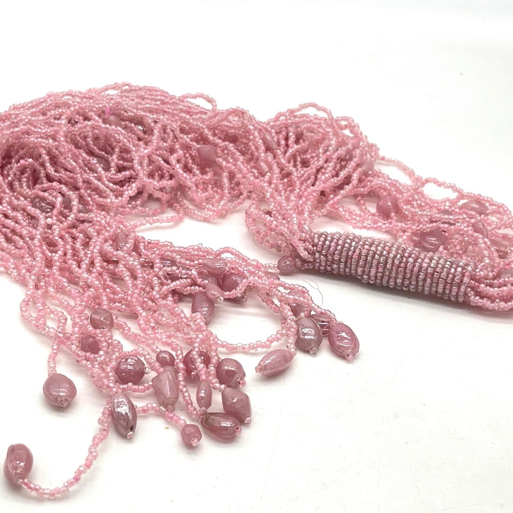 Pink Glass Bead Strands Multi-Strand Seed and Teardrop Beads Jewelry Making 35"